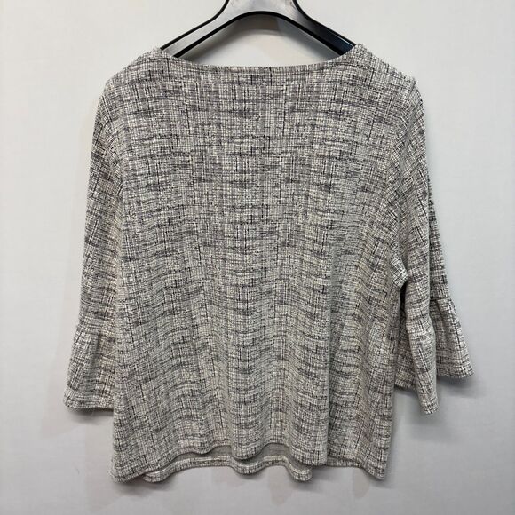 Talbots Women 3/4 Sleeve Blouse Top Shirt Size 3X Cotton Blend Gray C031 -13 - Picture 10 of 15